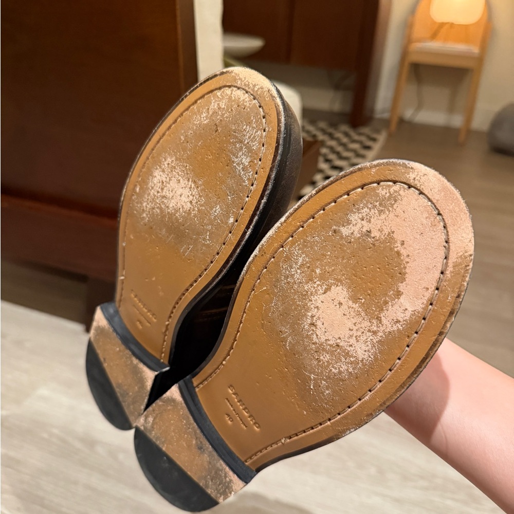 Sandro Brown Distressed Leather Loafers Size 40 - Picture 3 of 5